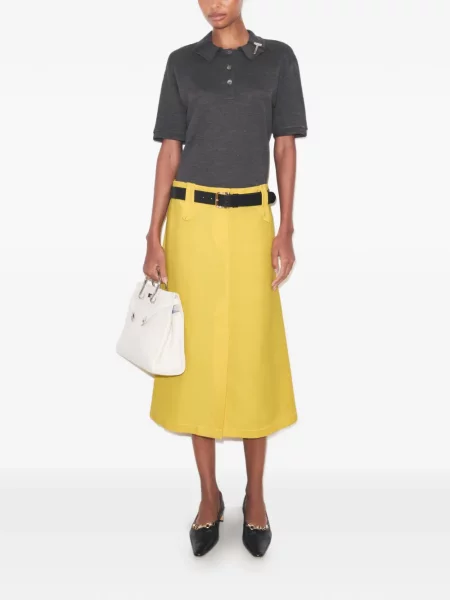 Tricou polo Tory Burch de mătase gri