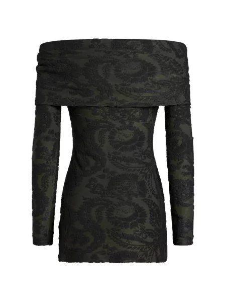 Pulover Etro cu model paisley din jacard verde