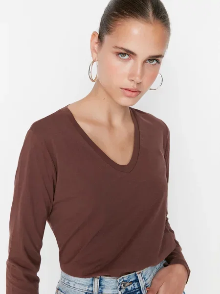 Trendyol Лонгслив Женское коричневый