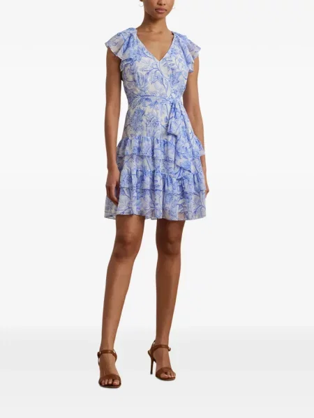 Gėlėta raštuota mini suknelė Lauren Ralph Lauren balta