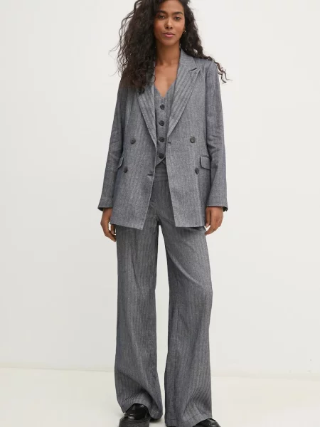 Жилетка з домішкою льону Hoss Intropia однобортний синій