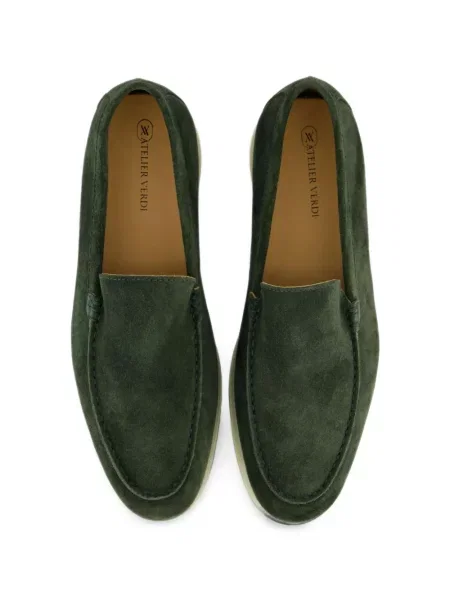 Pantofi loafer Gibaldi din piele de căprioară verde
