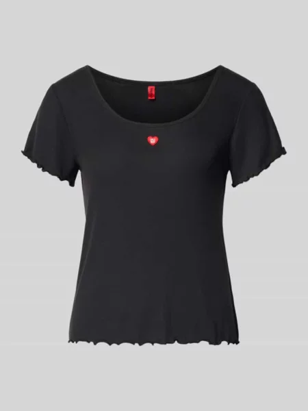 T-shirt od piżamy o kroju regular fit z mieszanki modalu model HUGO HEART' czarna