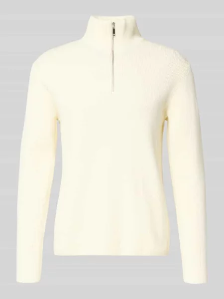Sweter z dzianiny z kołnierzem Lindbergh biały