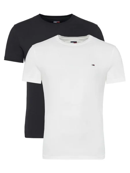 Тениска Tommy Jeans 2 броя с изчистен дизайн черно