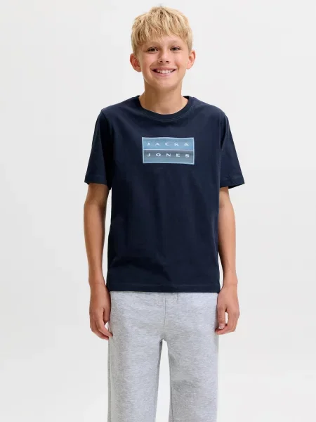 Jack & Jones Junior Tricou JCOFUSION bleumarin / albastru deschis / murdar alb