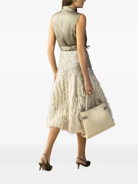 Bluzka Brunello Cucinelli bez rękawów kopertowa zielona