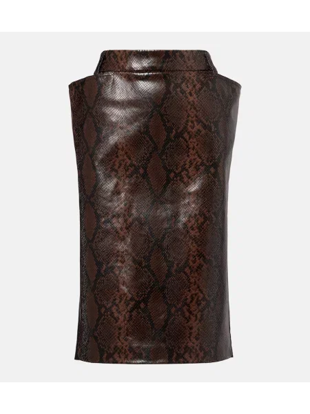 Spódnica midi Stella Mccartney w wężowy wzór do kolan brązowa