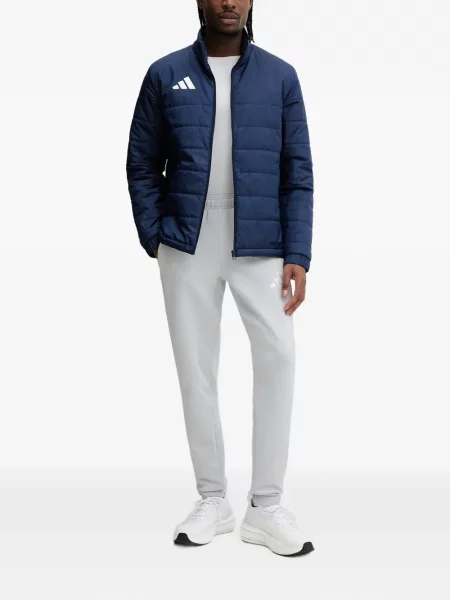 Ριγέ τρέξιμο μπουφάν Adidas με αυτόγραφο καφέ