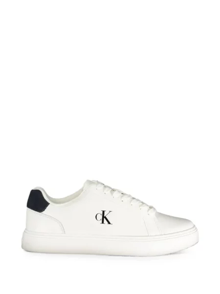 Sneakerși Calvin Klein cu șireturi din dantelă alb