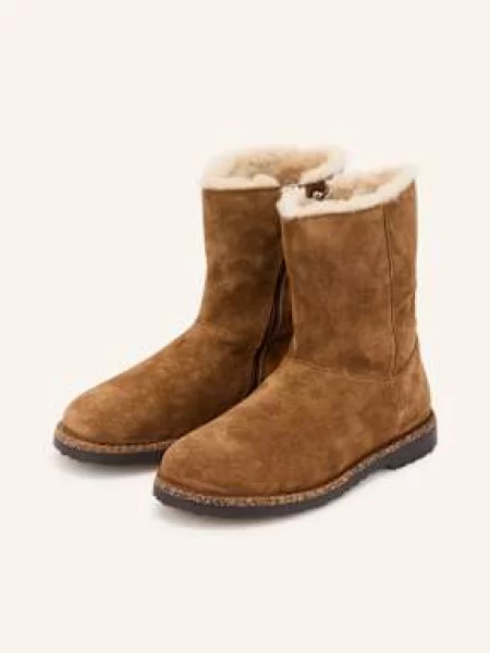 Birkenstock Obuwie Kobieta 39 EU Zamsz Zamszowe Buty z Owczym Futrem dla Kobiet brązowy