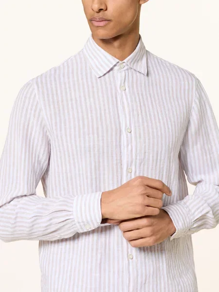 Baldessarini Lněná Košile Slim Fit béžová bílá