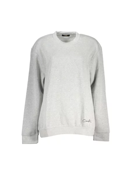 Haftowany polar Cavalli Class z okrągłym dekoltem szary