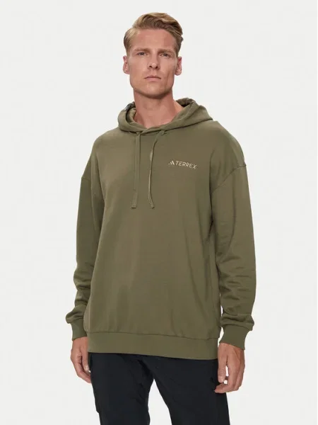 Суичър с качулка Adidas с качулка зелено
