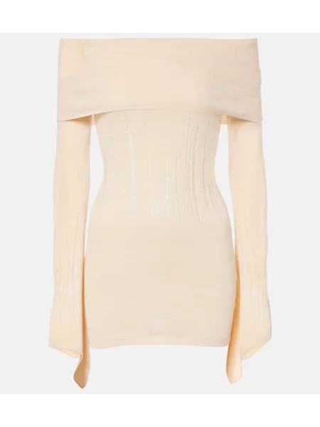 Svilena obrabljena obleka Aya Muse bela