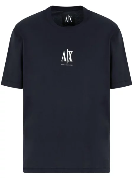 Tricou Armani Exchange cu broderie albastru