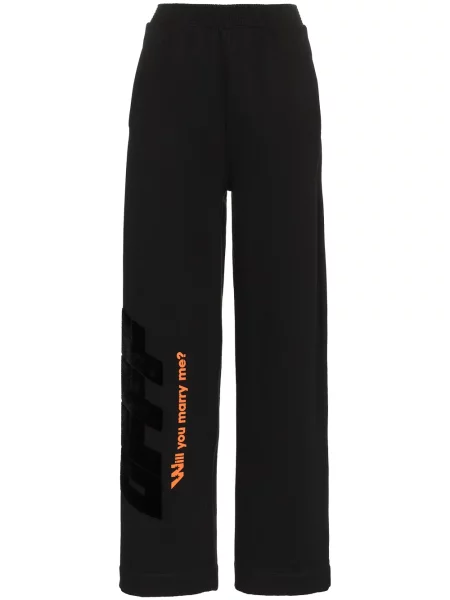 Pantaloni Off-white cu talie înaltă cu imagine alb