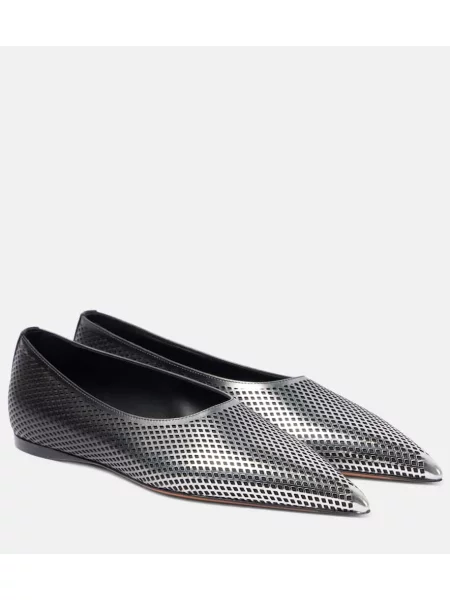 Usnjene ribja mreža balerinke Alaia črna