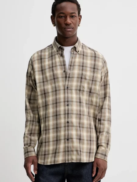 Košile Les Deux Kent relaxed s límečkem button-down zelená