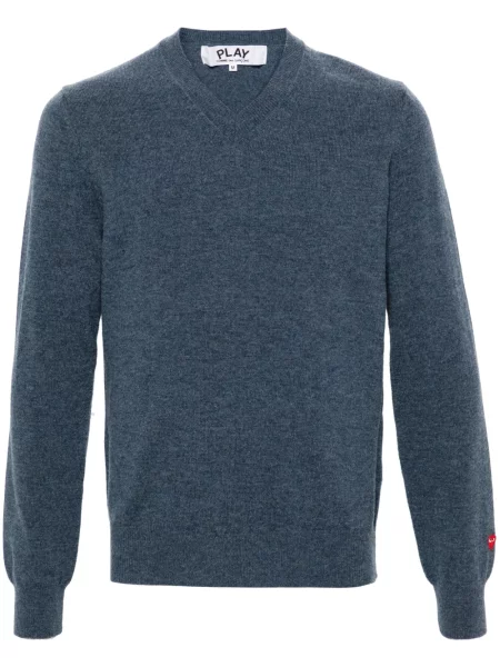 Pulover Comme Des Garcons Play de lână cu motiv cu inimi albastru