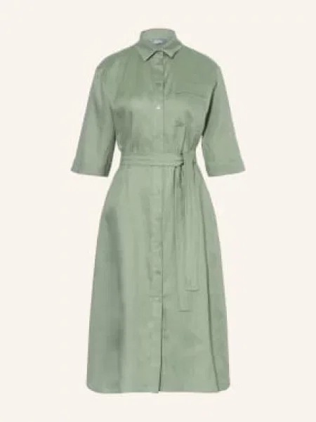 Mm By Max Mara Lněné Šaty Tabella olivová