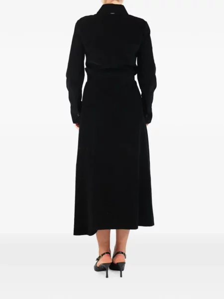 Cu centură rochie tip cămașă 's Max Mara de catifea cord negru
