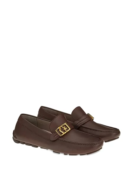 Pantofi loafer Ferragamo din piele cu cataramă maro