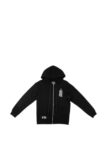 Hanorac cu glugă Chrome Hearts cu imagine cu motiv cu inimi negru