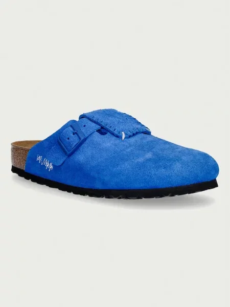 Birkenstock x ADER ERROR boston klapki mules zamszowe niebieskie