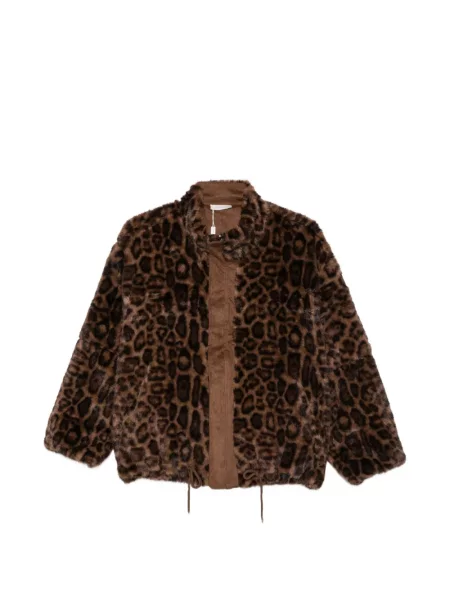 Geacă Paper Lace cu imagine cu model leopard din dantelă negru