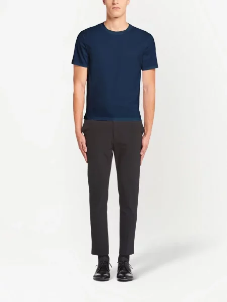 Siuvinėtas marškinėliai Prada apvaliu kaklu mėlyna