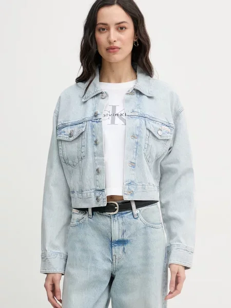 Calvin Klein Jeans Geacă de blug | Cropped Fit albastru