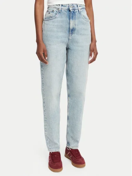 Tommy Jeans Blugi deschis Mom Fit albastru
