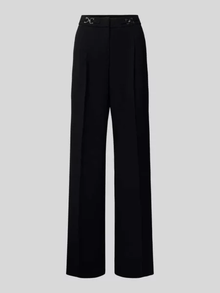 Spodnie materiałowe z szeroką nogawką i zakładkami w pasie model ‘luisa’ Toni czarne