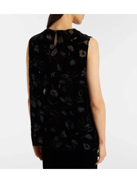 Top Asceno de catifea negru