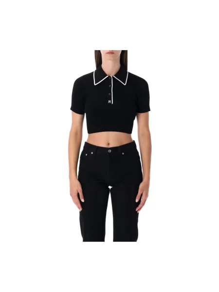 Dzianinowe polo Amiri prążkowane czarne