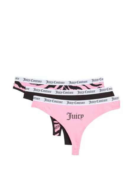 Chiloți tanga Juicy Couture cu imagine cu dungi de tigru roz