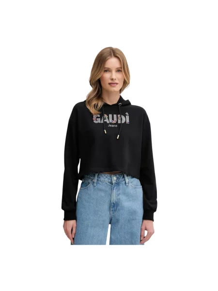 Gaudi bluza z kapturem z aplikacją czarny