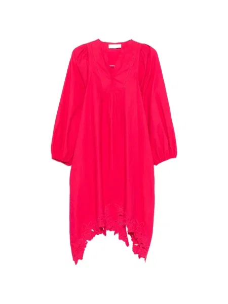 Rochie midi Blugirl cu broderie cu model floral roz