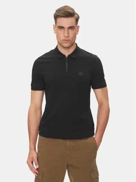 BOSS Tricou Passerzip' negru