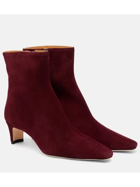 Cizme scurte Staud din piele de căprioară bordo