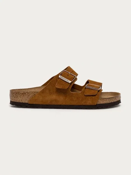 Șlapi Birkenstock din piele maro