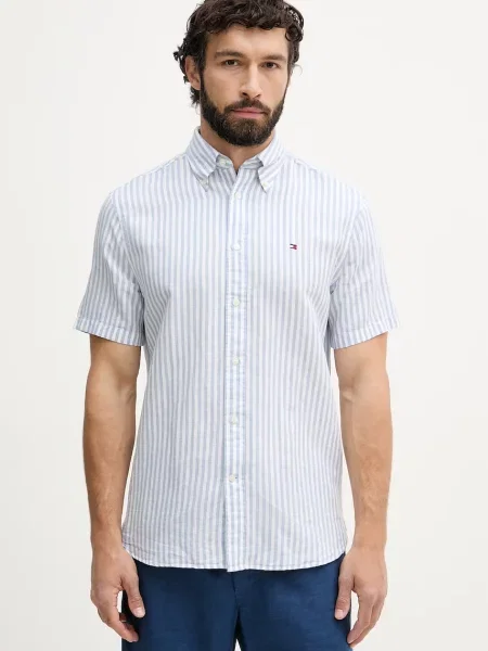 Tommy Hilfiger košulja za muškarce s lanom plava
