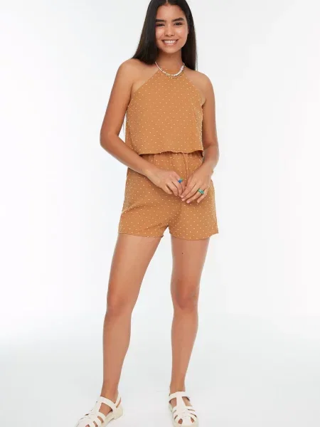 Salopetă Trendyol cu buline portocaliu