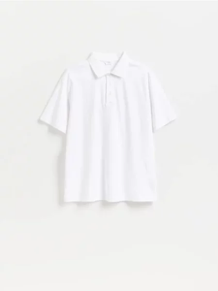 Reserved Tricou polo boxy alb