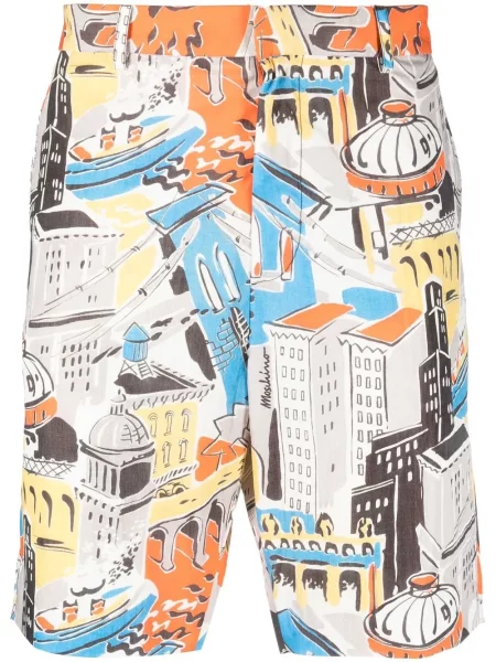 Pantaloni scurți Moschino cu imagine cu imprimeu abstract gri