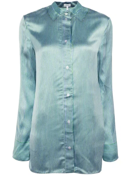 Satynowa koszula Loewe zielona
