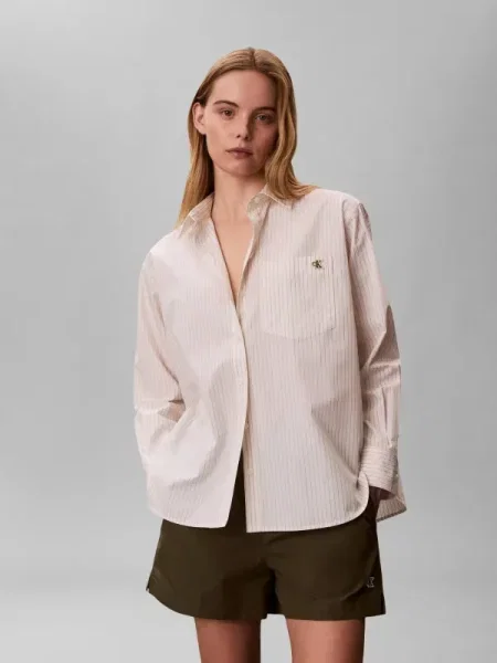 Ing Calvin Klein Jeans Yarndye Cotton Poplin Relaxed Sh ? M bézs