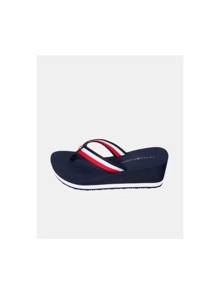 Női flip-flop papucs Tommy Hilfiger Corporate Wedge Beach Sandal space blue. Méret: 41 EU kék