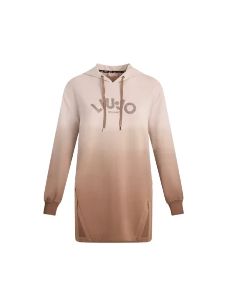 Bluza z kapturem Liu Jo z kapturem z kryształkami brązowa